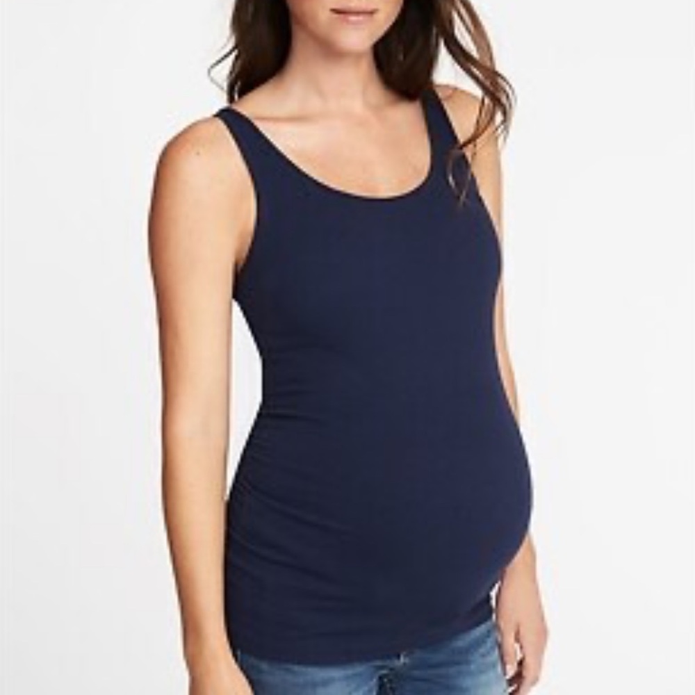 Old Navy Maternity first layer navy blue fitted ribbed knit tank size medium